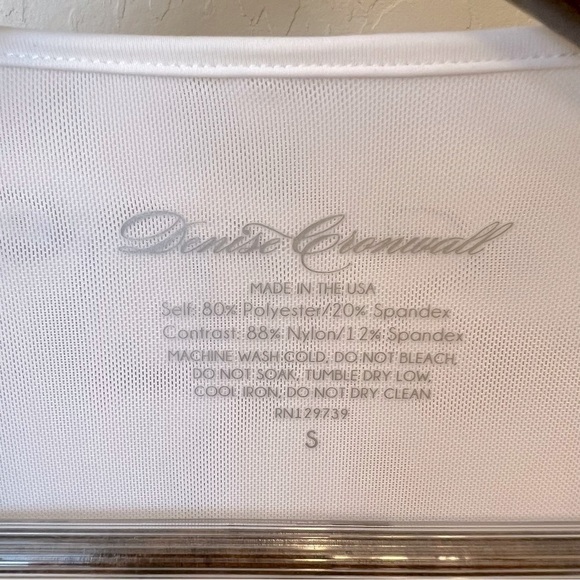 Denise Cronwall double layer mesh top, white, long sleeve, V neck, size S, NWOT - Picture 2 of 9